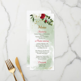 Menu belas flores vermelhas e brancas verdes botânicas