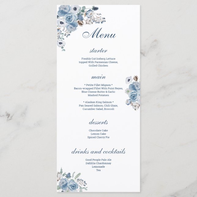 Menu Belo Floral Azul (Frente)