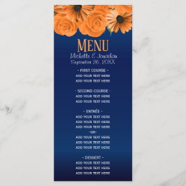 Menu Belo Rosa de Laranja e Marinho Casamento Azul