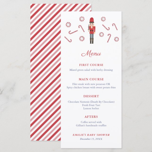 Menu Bengalas de Natal Família do Quebra-Nozes Vermelho (Frente/Verso)