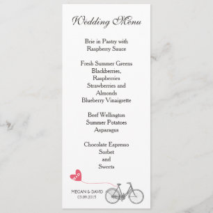 Menu Bicicleta romântica branca elegante do Wedding Men