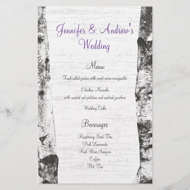 Menu Birch Tree Wedding (Frente)