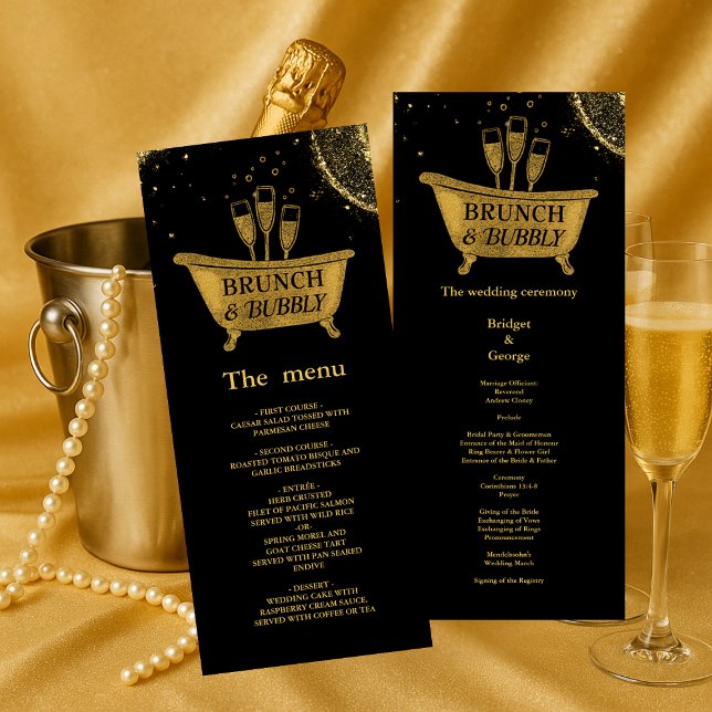 Menu Black Dourado Brunch & Bubbles Wedch (Criador carregado)