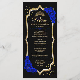 Menu Black Royal Blue Gold Quinceanera