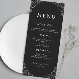 Menu Black White Drawn Country White Wildflower Russo