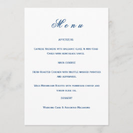 Menu Blue and White Wedding