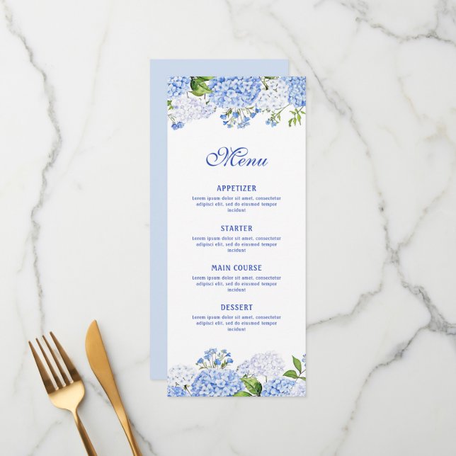 Menu Blue Hydrangea Classic (Frente/Verso In Situ)