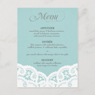 Menu Blue Lace Doily Wedding