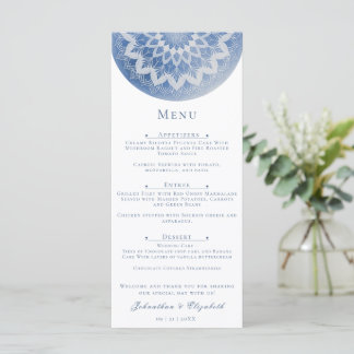 Menu Blue Lace Mandala Wedding