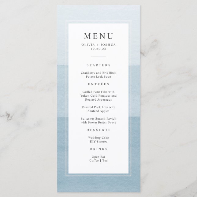 Menu Blue Modern Wedding (Frente)