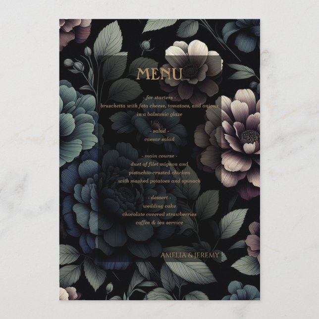 Menu Blue Moody Floral (Frente)