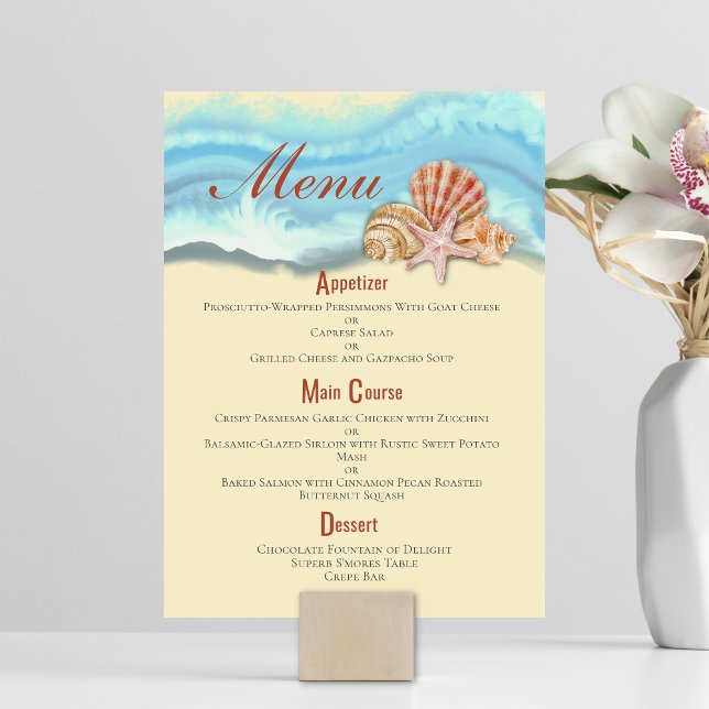 Menu Blue Ocean Wave 4,5" x 6,25" (Criador carregado)