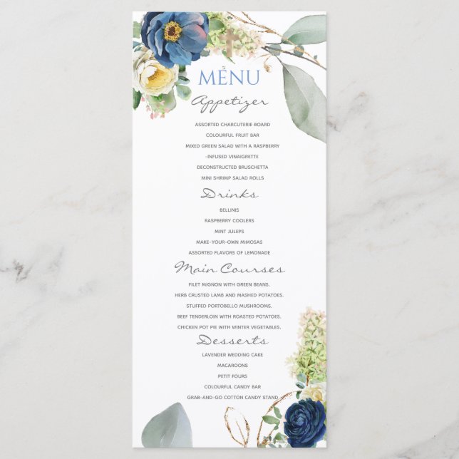 Menu Blue Rosa BoyBaptism (Frente)