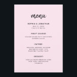 Menu Blush de Script Minimalista Moderno | Casamento<br><div class="desc">Este elegante e minimalista cartão de cardápio de casamento apresenta a tipografia moderna de escrita e texto limpo,  sans serif para um simples e na moda pincel design cor-de-rosa que você vai adorar.</div>