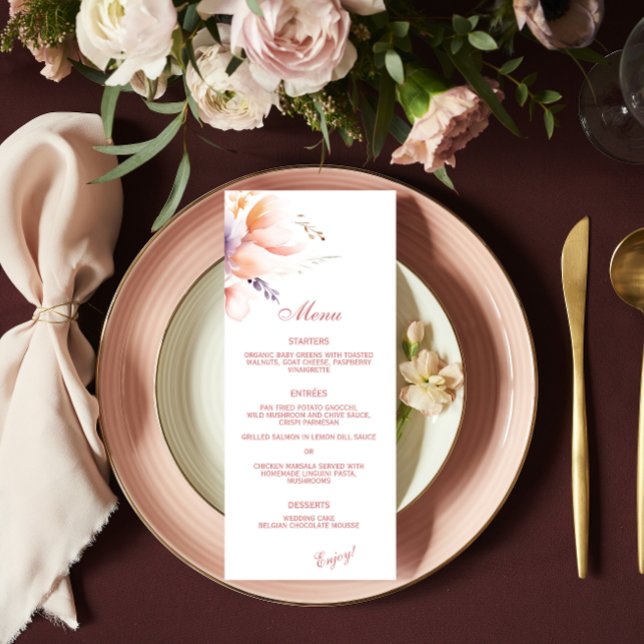 Menu Blush Floral Primavera Summer Wedes (Criador carregado)