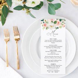Menu Blush Floral Wedding