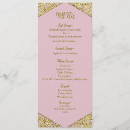 Menu Blush Pink Chic Dourado Purpurina Flakes Glam Casa