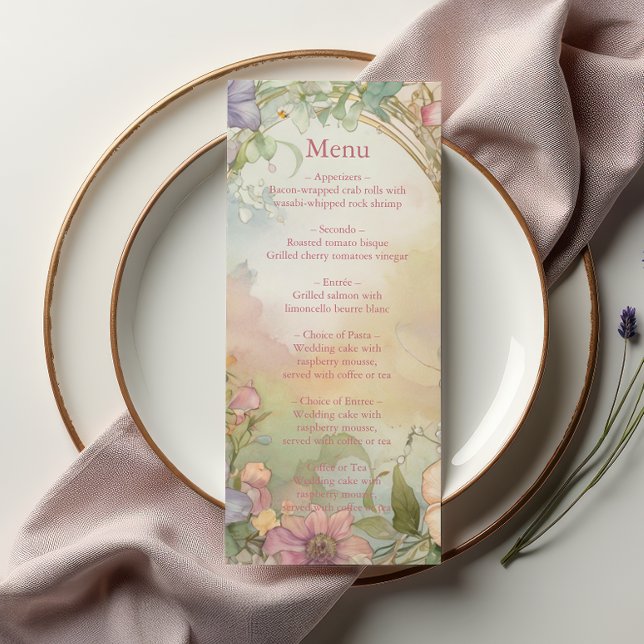 Menu Blush Pink Floral Quinceanera Celebration (Criador carregado)