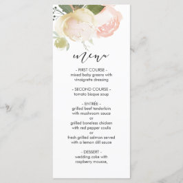 Menu Blush Pink Ivory Peony Casamento