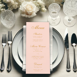 Menu Blush Pink Simples Elegante Caligrafia de Roteiro