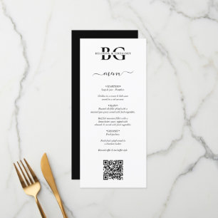 Menu Boas e negras Iniciais de Monograma Casamento de C