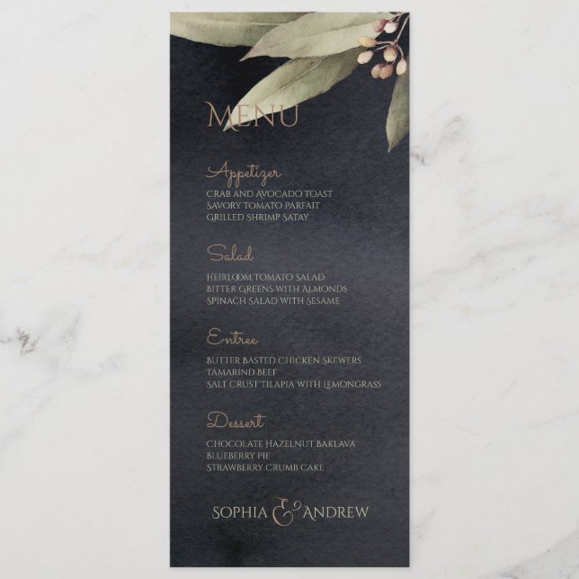 Menu Boas-vindas de vegetação botânica escura (Frente)