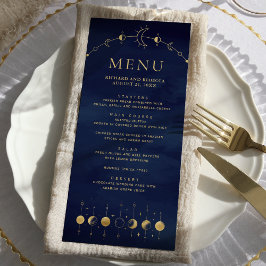 Menu Bodas das Fases da Lua Crescente Dourada Azul Cele