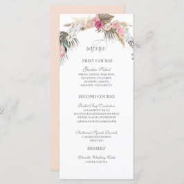 Menu Bohemian Floral Rosa Watercolor Boho Wedding