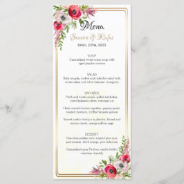 Menu Bohemian Floral Wedding