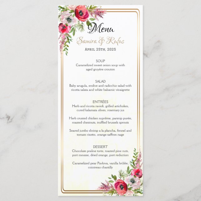 Menu Bohemian Floral Wedding (Frente)
