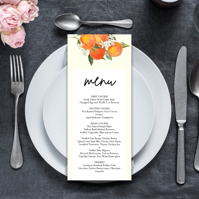 Menu Boho Abstract Orange Garden Wedding (Criador carregado)