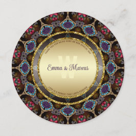 Menu Boho Aquático do Oriente Roxo Mosaico Mandala Even