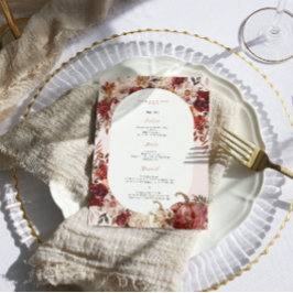 Menu Boho Autumn Floral Wedding