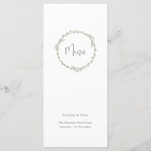 Menu Boho Bamboo Folha Botânica Molha Elegante Verde (Frente)