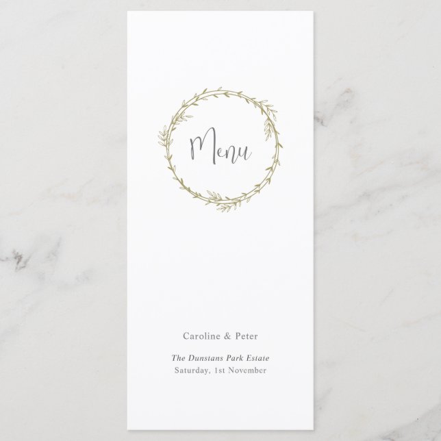 Menu Boho Bamboo Folha Botânica Molha Elegante Verde (Frente)