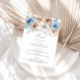 Menu Boho Blue Dusty Bohemian Floral Casamento