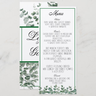 Menu Boho Botânico Elegante Eucalyptus Greenery