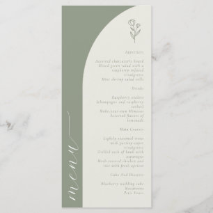 Menu Boho Botânico Monograma Sage Casamento Verde