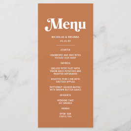 Menu Boho Burnt Orange Wedding Retro 70s