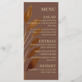 Menu Boho Café Brown e Folha Dourada | Casamento Modern