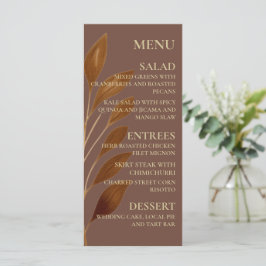 Menu Boho Café Brown e Folha Dourada | Casamento Modern