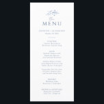 Menu Boho Celestial Wedding<br><div class="desc">Transforme sua experiência de jantar com o Cartão de Menu Boho Celestial Wedding. Contra um rico pano de fundo de azul e branco empoeirado,  os elementos celestes e as iniciais elegantemente simples e personalizáveis trazem magia para as suas mesas.</div>