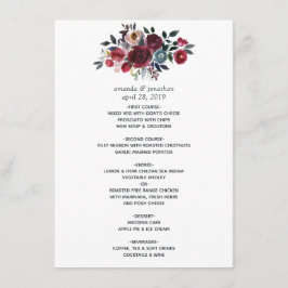 Menu Boho Chic Burgundy e Marinho floral Casamento