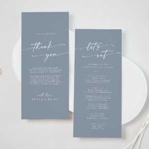 Menu Boho Chic Dusty Blue Obrigado e Casamento