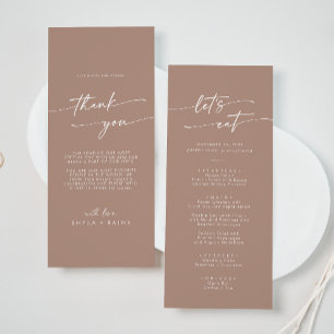 Menu Boho Chic Neutral Taupe Obrigado e Casamento