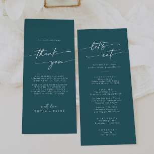 Menu Boho Chic Teal Blue Obrigado e Casamento