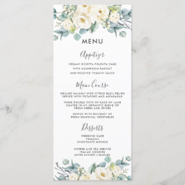 Menu Boho Chic White Floral Eucalyptus Weding
