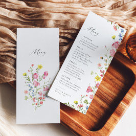 Menu Boho Colorful Wildflower Fairytale Elegant Weding