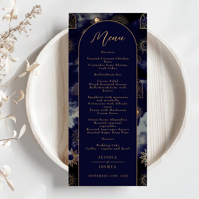 Menu Boho do Marinho da Lua Celestial Galáxia Sun  (Criador carregado)