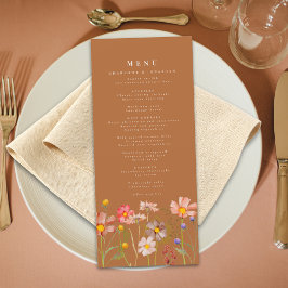 Menu Boho Fall Floral Burnt Orange Weding